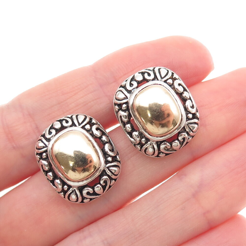 ESPO Joseph Esposito 925 Sterling Silver 14K Gold Vintage Modernist Earrings